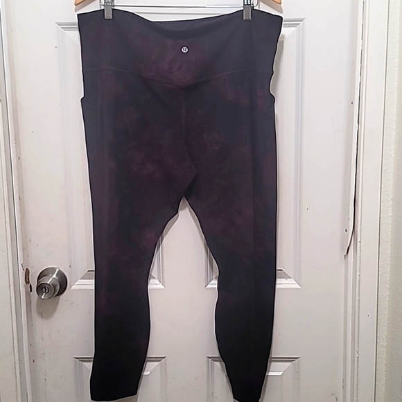 LULULEMON YOGA ALIGH HIGH RISE DIAMOND DYE CASSIS PLUS SIZEBLACK NULU PANTS SZ20 - Picture 3 of 10